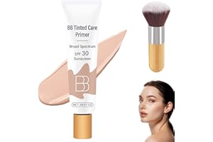 AGONAME BB Blur Tinted Moisturizer SPF 30, BB Cream Tinted Moisturizer with Broad Spectrum SPF, BB Tinted Care Primer with Brush (Natural, 1PCS)