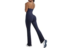 OMKAGI 2 Piece Workout Sets for Women Padded Tank Tops Flare Leggings Pilates Outfits