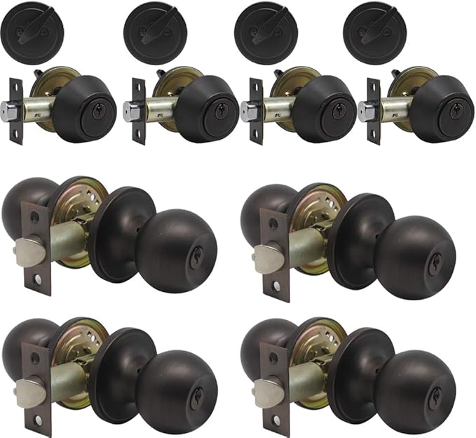 (Set of 4) Combo Entry Entrance Keyed Door Knob Lock Set Door Knobs