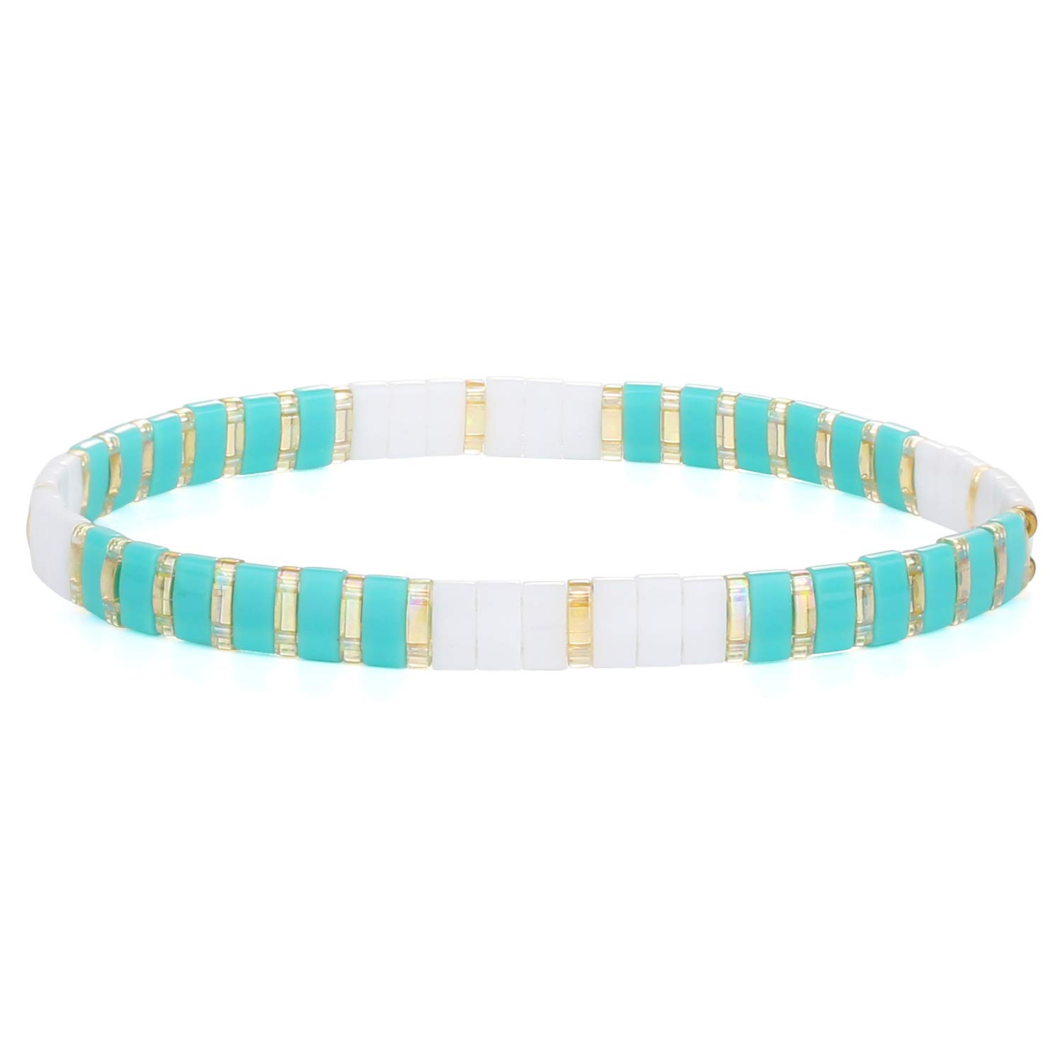 KELITCH Stretch Bracelets Mixed Tila Seed Beaded Bracelets Lucky Jewelry for Women Lovers - 06A