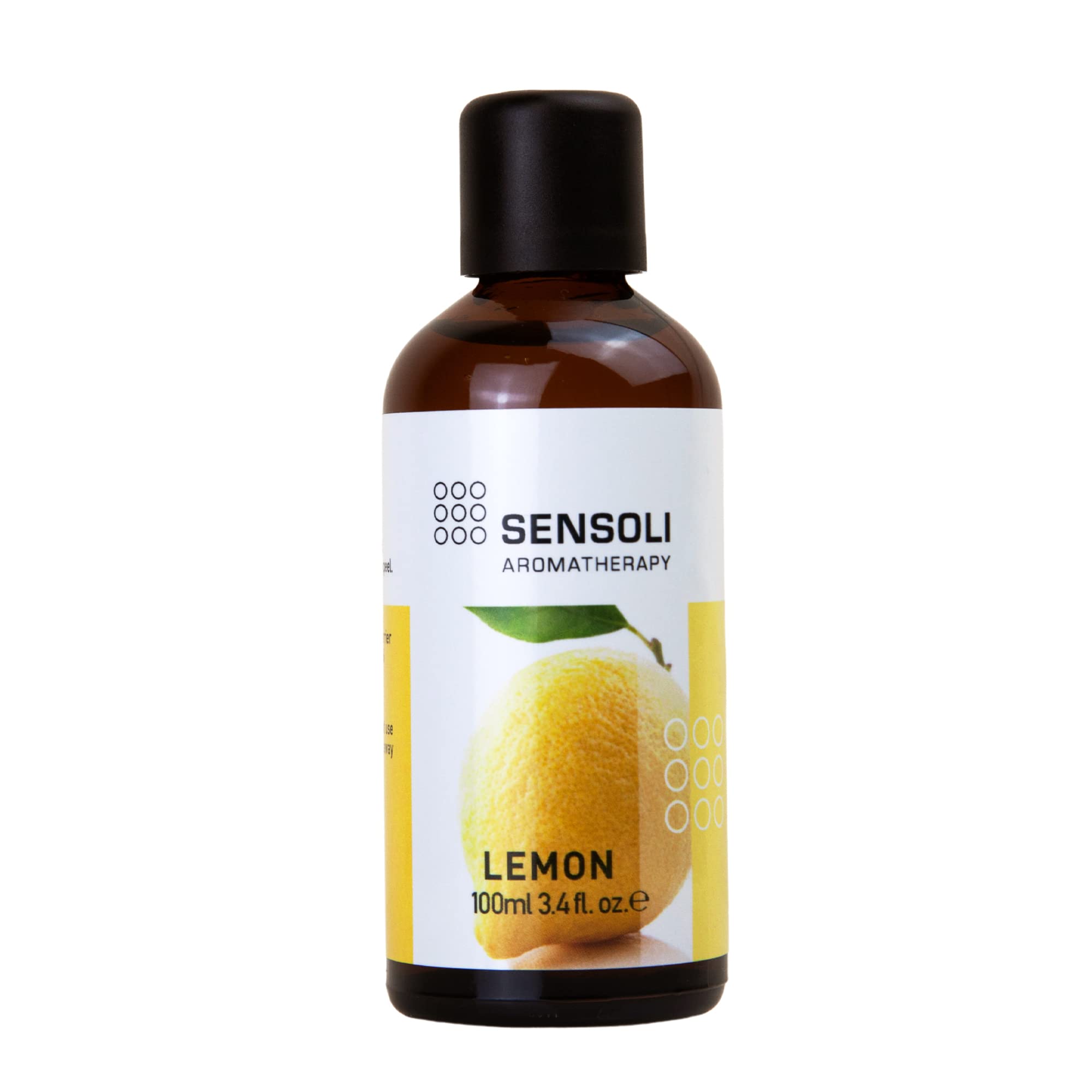 SENSOLI Lemon Essential Oil 100ml – 100% Pure Citrus Limon, Amber Glass Dropper Bottle – Aromatherapy Essential Oil for Diffusers, Massage & DIY Blend