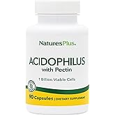 Natures Plus Acidophilus with Pectin - 90 Capsules - Probiotic Supplement with 1 Billion Viable Cells & Pectin - Vegan, Gluten Free - 90 Servings