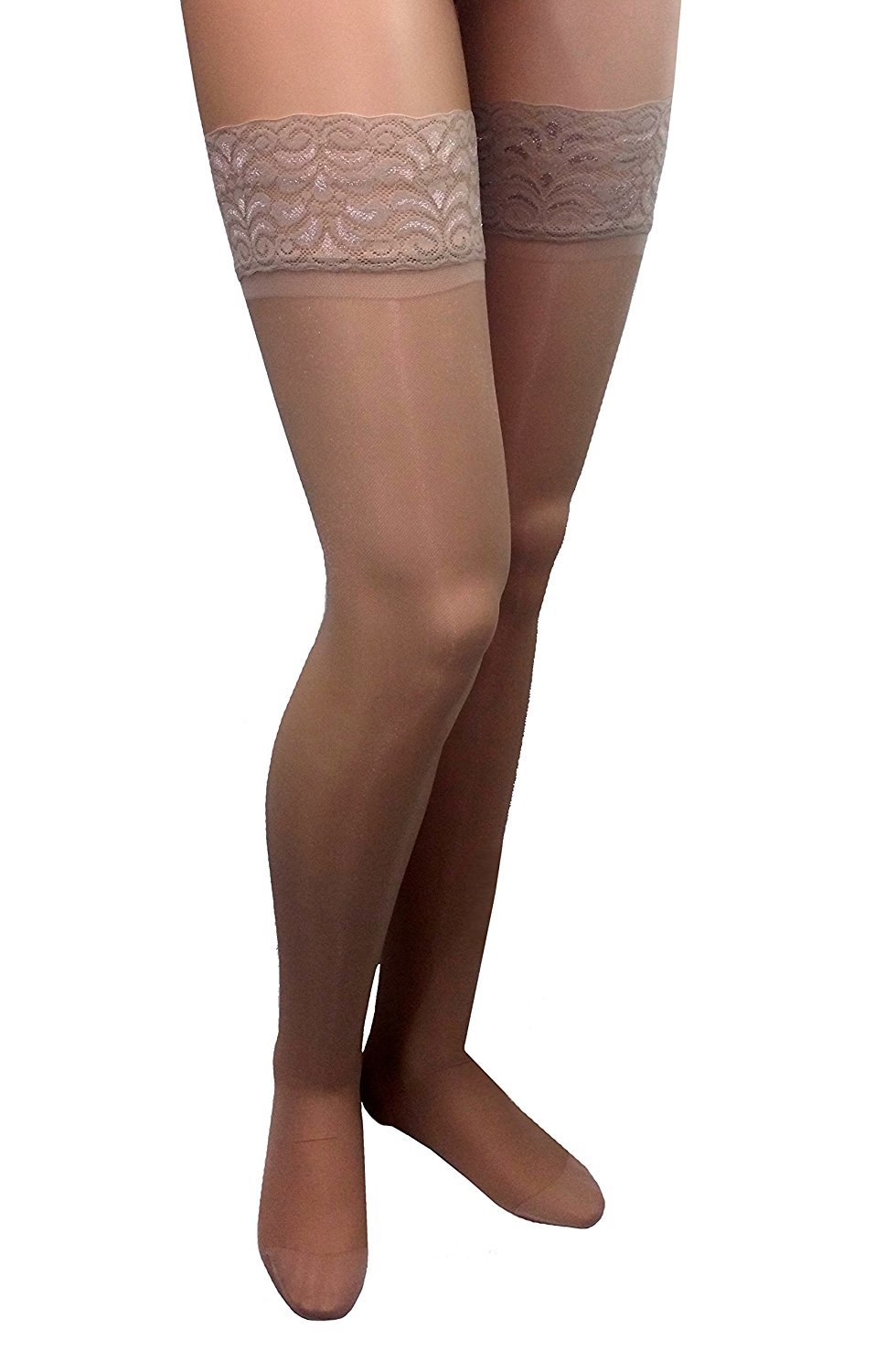 ITA-MED Sheer Thigh High Compression Socks for Women - 15-20 mmHg Graduated Compression Stockings for Varicose Vein, Swelling, Edema, Flight and Circulation - Medical Closed Toe Sheer Socks