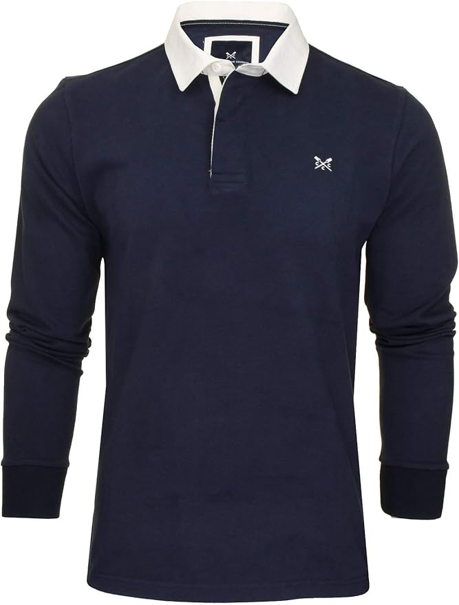 Crew Clothing Mens Long Sleeve Rugby Shirt Navy Amazon.co.uk Clothing