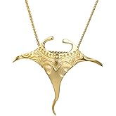 925 Sterling Silver Stingray Necklace For Women And Men, Cute Jellyfish Pendant Necklace, Manta Ray Necklace Ocean Animals Pendant Necklace, Manta Ray Fish Necklace, Stingray Ocean Blue Fire (4 Gold - Stingray Necklace)