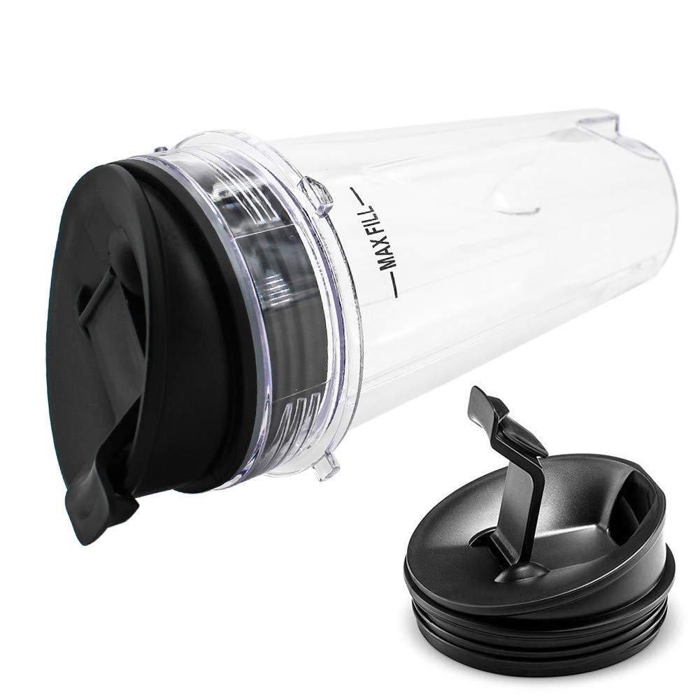 Anbige Replacement Parts for Ninja Blender, 16oz Cup with Lid Compatible with Ninja BL770 BL660 BL810 QB3000 All Pro 4 Tab Blenders (2 cups + 2 sip&seal lids)