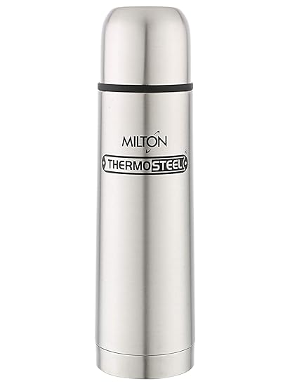 Milton Thermosteel Plain Lid Flask, 500ml,Plain Steel Color