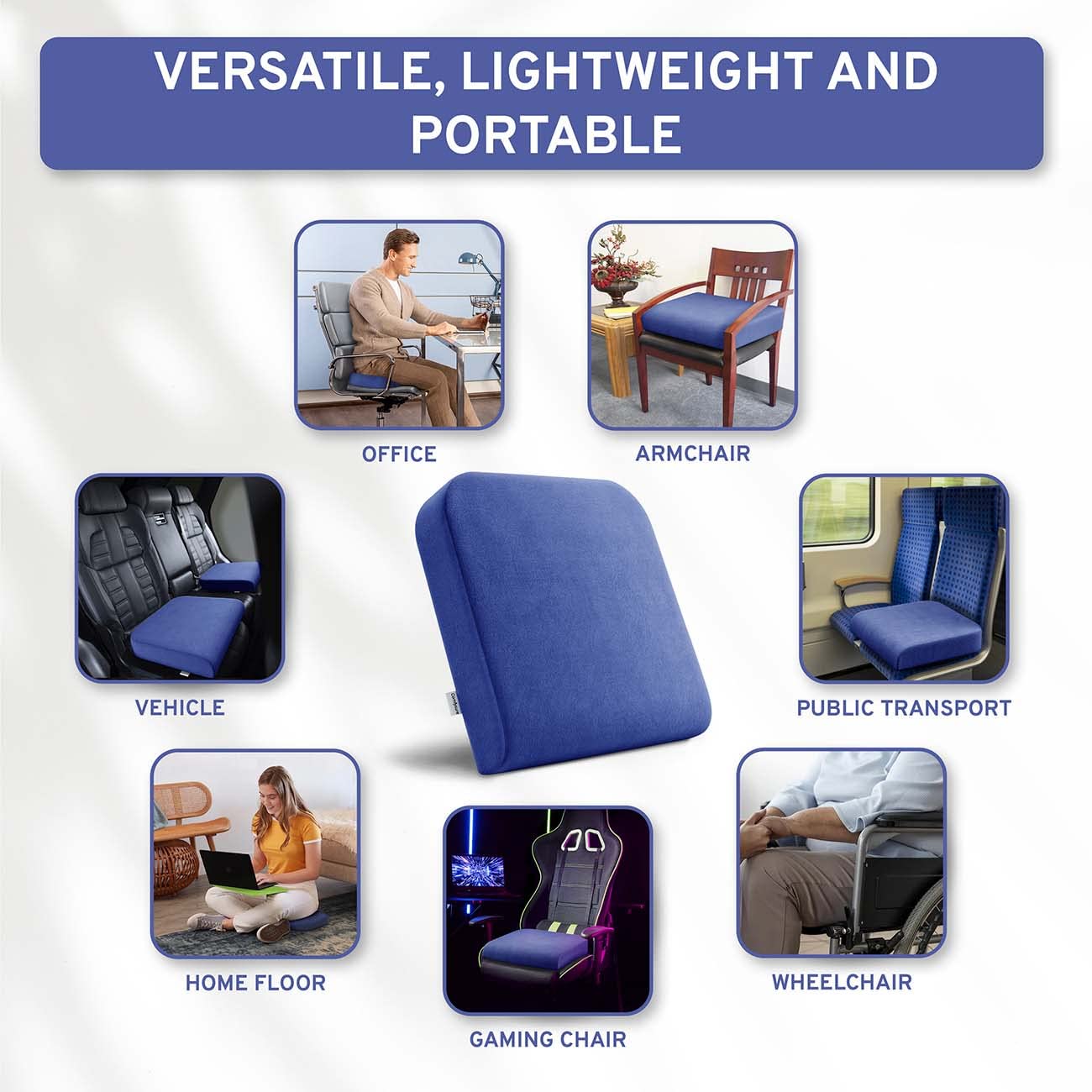 ComfySure Extra Large Wheelchair Seat Cushion - Firm Memory Foam Chair Pad for Wheelchair, Recliner, Office, Car & Bariatric Overweight Users 19”x17”x3”
