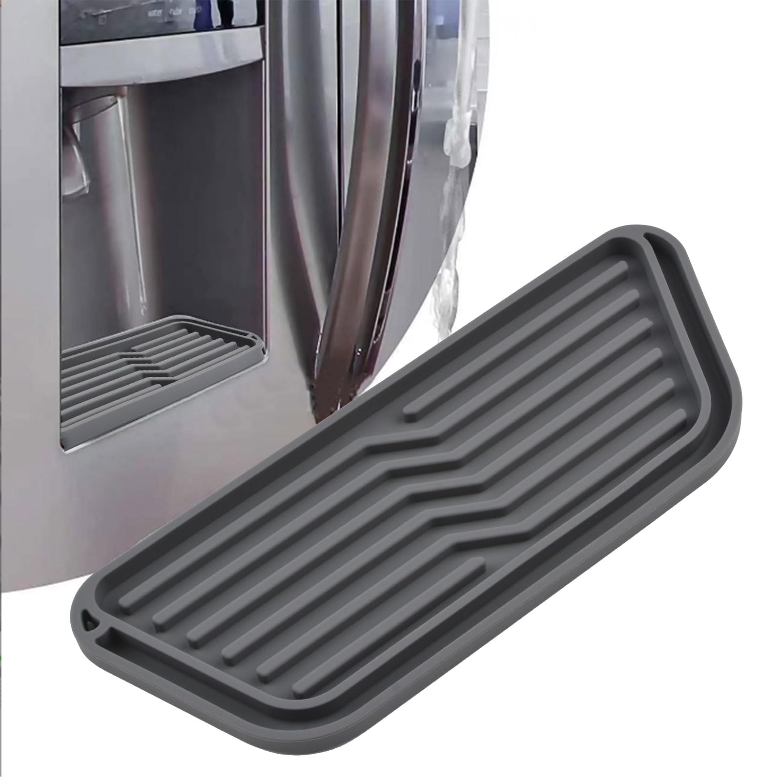 Photo 1 of INCREWAY Refrigerator Drip Catcher Tray, Non-Slip Silicone Rectangular Cuttable Fridge Water Dispenser Drip Tray Protector Fridge Spills Water Pad Catch Basin for Drainage
