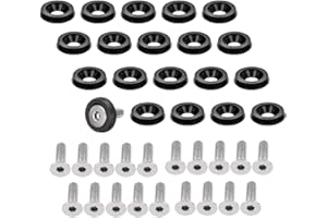 OUHL 20PCS Aluminum Bumper Fender Washer M6 T6 Grade CNC Billet Engine Bay Dress Up Kit (Black)