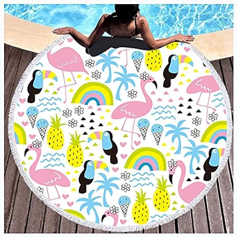 Amazon Co Jp タオル 人気 大判 マイクロファイバー おしゃれ スポーツタオルバスタオル サンドフリー ビーチタオル 大判ビーチタオル 超吸水 Size Diameter 150cm Color 2 ホーム キッチン