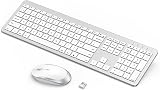 Seenda Wireless Keyboard and Mouse SK38-3 Ultra Slim USB UK Layout Silver White