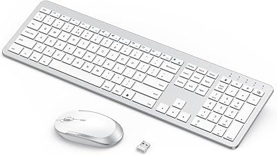 Seenda Wireless Keyboard and Mouse SK38-3 Ultra Slim USB UK Layout Silver White