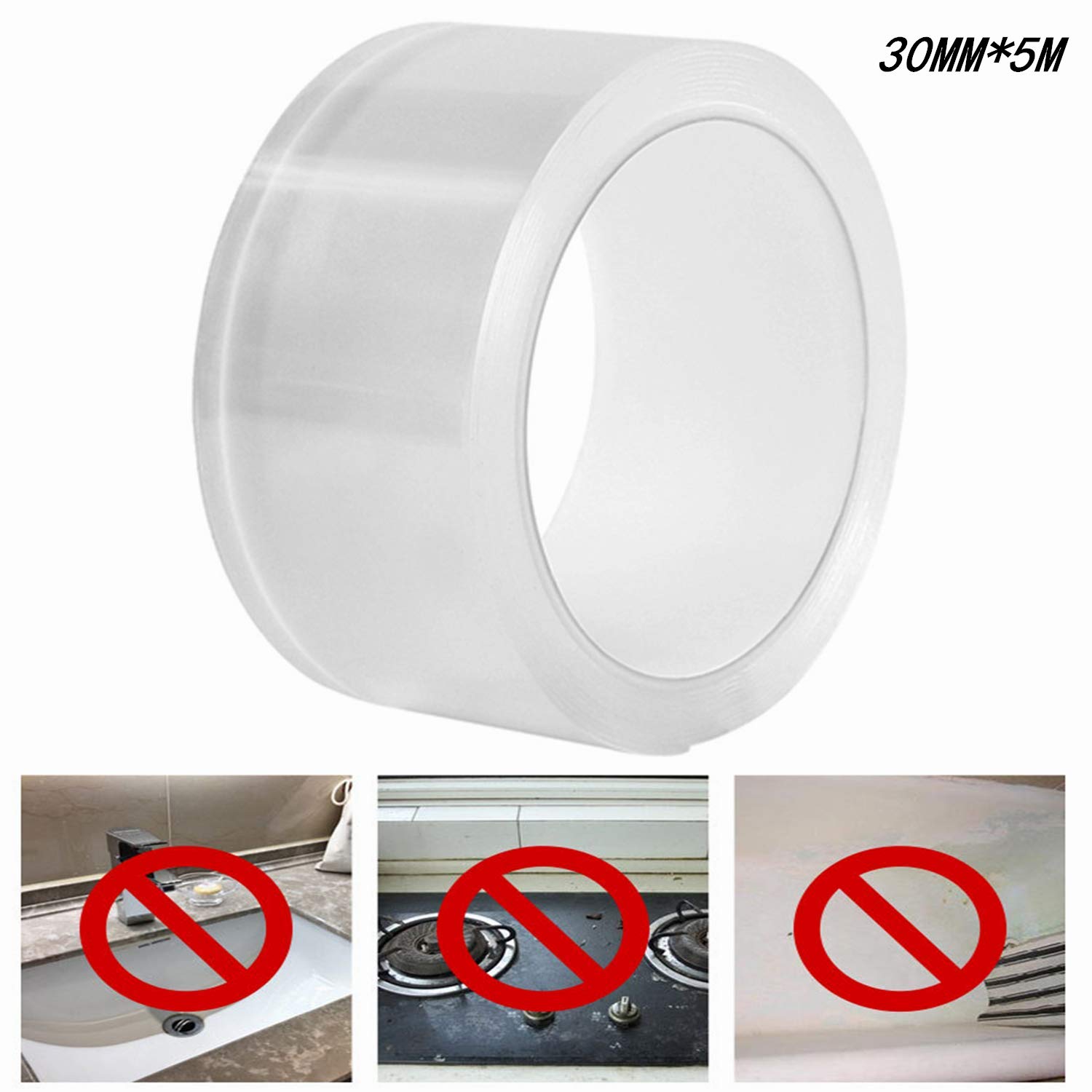 Bathtub Caulk Strip Sealing Tape Transparent Acrylic Waterproof Self Adhesive Decorative Trim Floor Corner Roll Kitchen Toilet Bathroom Caulking