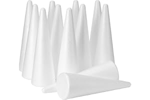 YURN Craft 12 Pack Foam Cones for Crafts, Foam Trees Cones, 3.7×11.6 in Cones Shaped Foam for Christmas Decorations, Gnomes, and DIY Art Projects.