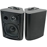 Herdio 5.25 Inch Indoor Outdoor Bluetooth Speakers Patio Waterproof Wired Wall Mount System 300 Watts (Black)