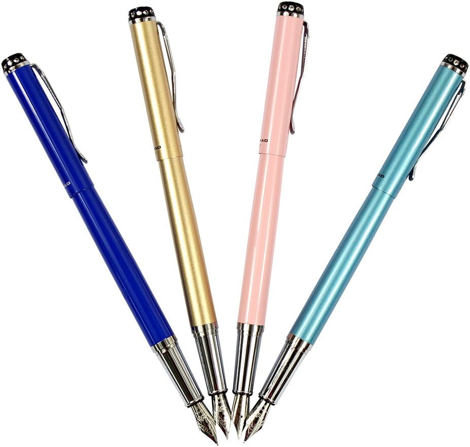 Ranvi 301 Fountain Pens Diversity Set Diamond Cap, 4 PCS, 4 Colors (Sky Blue, Pink, Blue, Gold), 1 count (Pack of 4) - Image 3