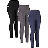 NYNJEO Leggings with Pockets for Women High Waisted Tummy Control Athletic Yoga Pants with Inner Pockers for Workout Running