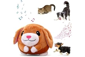 Tuoetp Active Moving Pet Toys Plush Interactive Dog Toys, Squeaky Moving Dog Ball Toy, Cartoon Pig Plush Sound Electronic Dog Toy, Shake Bounce Boredom Talking Toys for Dog Cat Pet (Dog)