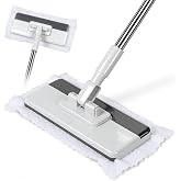 Masthome Snap Grip Mop,51" Hands Free Flat Mop with Stainless Steel Handle | Zero Touch Clamp Mop Fits Swiffer Pads &amp; Any Cloth,Durable Cleaning Tool,Washable Cloths for Floor, Wall &amp; Ceiling Cleaning