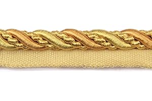 BEL AVENIR 0.43 inch 13 Yards Twisted Lip Cord Trim Basic Sewing Luxury Multicolor Handmade Crafts DIY Crafts Decoration Edge Piping Embellishments (Gold)