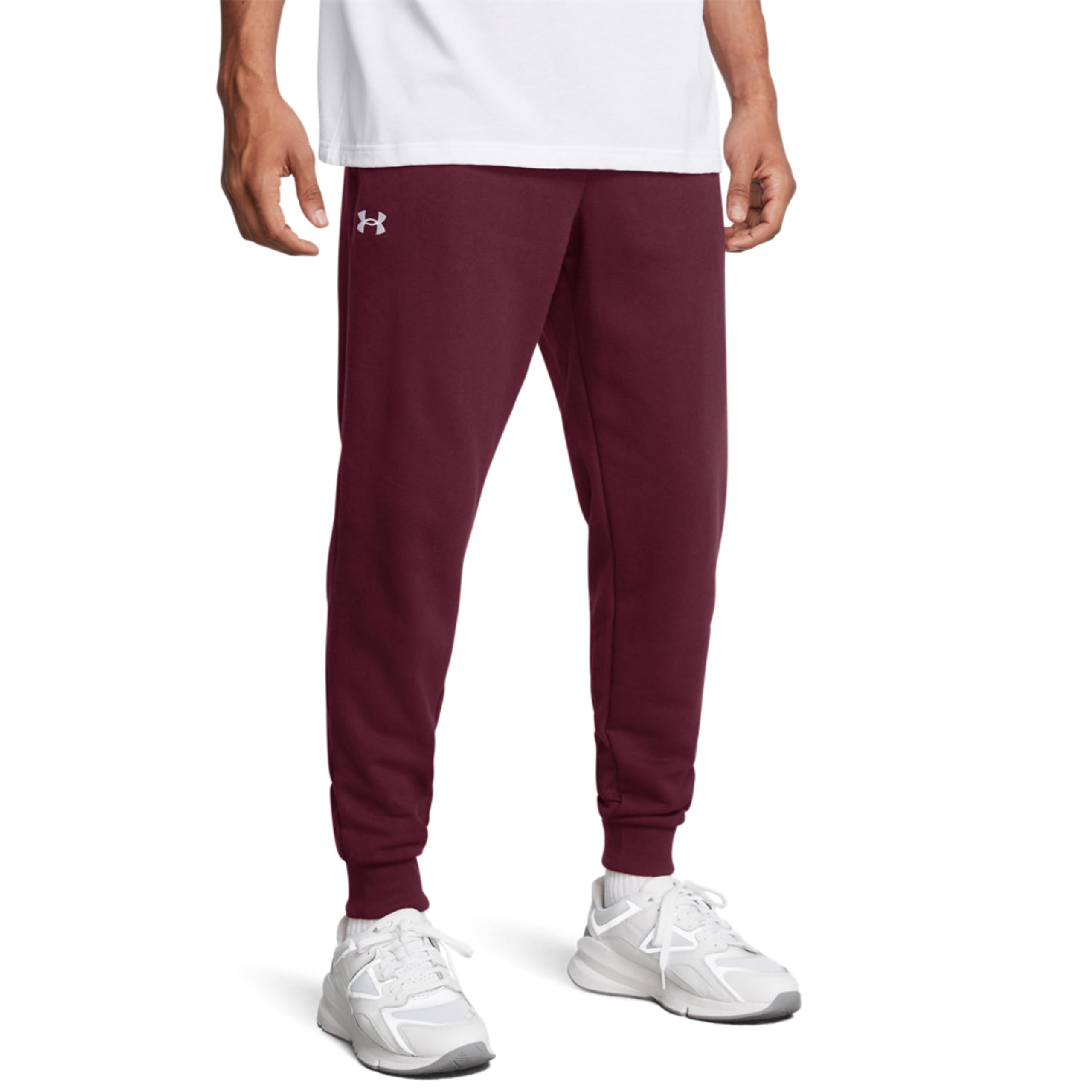 Under Armour Men's Rival Fleece Joggers, (609) Maroon / / White, 4X-Large Tall Image