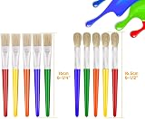 Anezus 10Pcs Chubby Paint Brushes for Kids Round Flat 6 1/4 in Washable Acrylic view 3