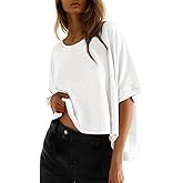 Dokotoo Summer Shirts 2026 Womens Solid T Shirts for Women Loose Oversized Tops Basic Tee