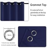 DWCN Navy Blue Blackout Curtains 2 Panels 46 x 54 with Tiebacks view 3