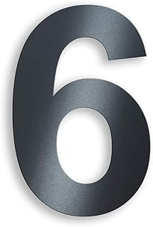 Metzler Hausnummer aus massivem Stahl in Anthrazit - RAL 7016 Anthrazitgrau Feinstruktur Pulverbeschichtet - Schrift Arial - Höhe 20 cm - Ziffer 6