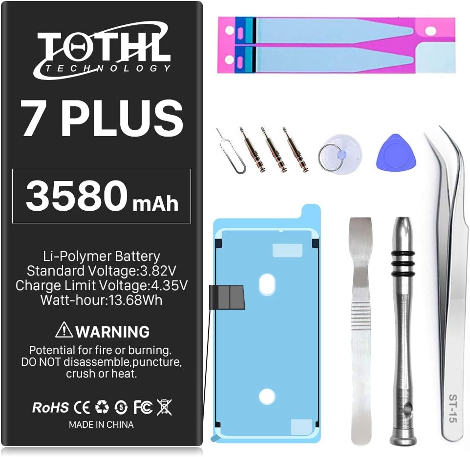 Battery Replacement for iPhone 7 Plus, 3580mAh New 0 Cycle High Capacity Only A1661/A1784/A1785 Li-ion Batteries with Professional Repair Tools Kits: Home Audio & Theater