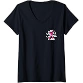 Womens Anti Social Lifting Club: Canceled Pink (Front + Back) V-Neck T-Shirt