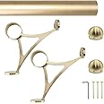 Top Hardware Satin Golden Combination Mount Foot Rail Kit, Stainless Steel Tubing w/Internal Connector, Combination Foot Rail Brackets (Domed End Cap, 4 ft)