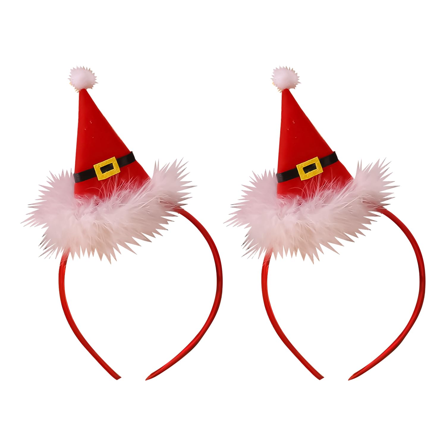 BORFUE Santa Claus Hat Christmas Headbands Red Santa Hat Headband Xmas Party Hair Bands Hair Hoops Headdress Hair Accessories (2)