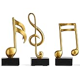 3 Pieces Gold Music Note Sculptures Home Decor for Shelf Decor Accents Resin Gold Music Note Statue Table Decorations for Living Room Office Coffee Table TV Stand