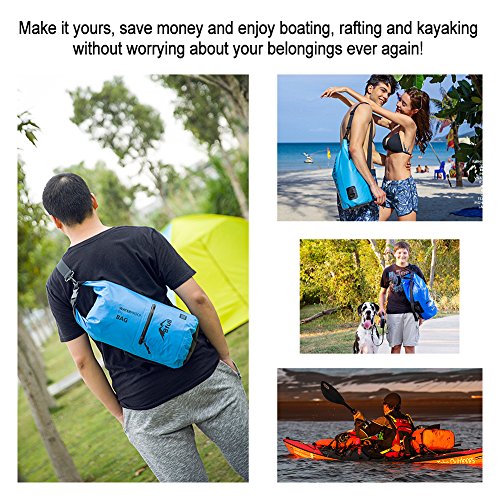 BFULL Waterproof Dry Bag 10L/20L [Lightweight Compact] Roll Top Water Proof Backpack with 2 Exterior Zip Pocket for Kayaking, Boating, Duffle, Camping, Floating, Rafting, Fishing - Thumbnail 7