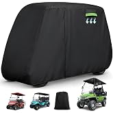 Golf Cart Cover 4 Passenger for Yamaha/Cushman/Evolution/Tomberlin/ICON | Heavy Duty Waterproof Sun Rain Snow Dust Protection Windproof Golf Cart Cover with Soft Cotton Lining &amp; Door Zipper-(5 Sizes)