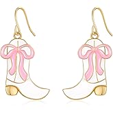 MUYAN Western Cowgirl Boots Dangle Earrings for Women Cowboy Enamel Earrings Cute Country Concert Boho Jewelry