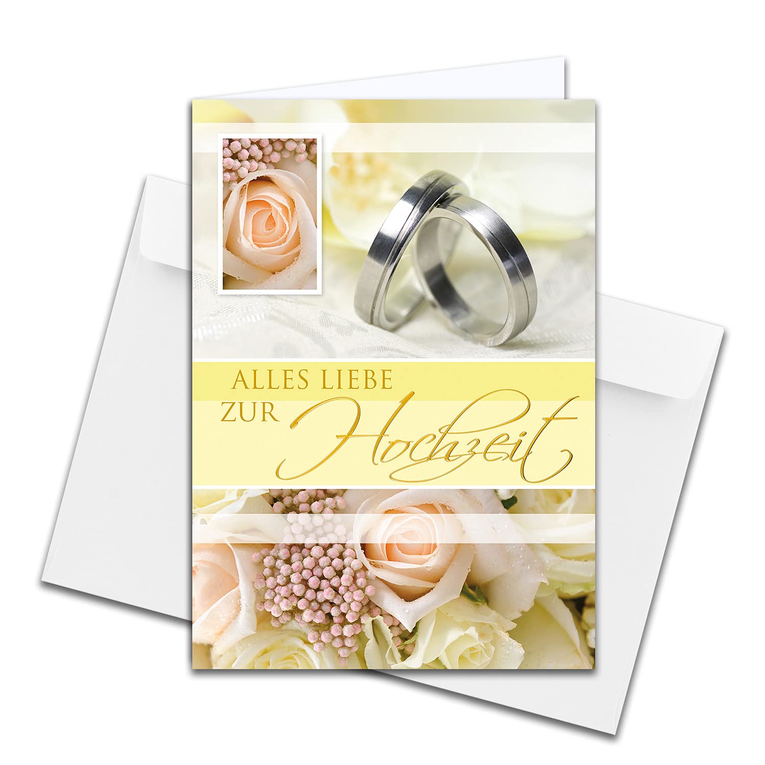 XXL wedding congratulations card, DIN A4 - large wedding card - 1 piece - set with large envelope DIN C4 - wedding ring motif