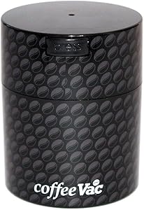 Coffeevac 1/2lb Sempre Fresco - Vacuum seals with a push of a button, Black with Bean and Logo