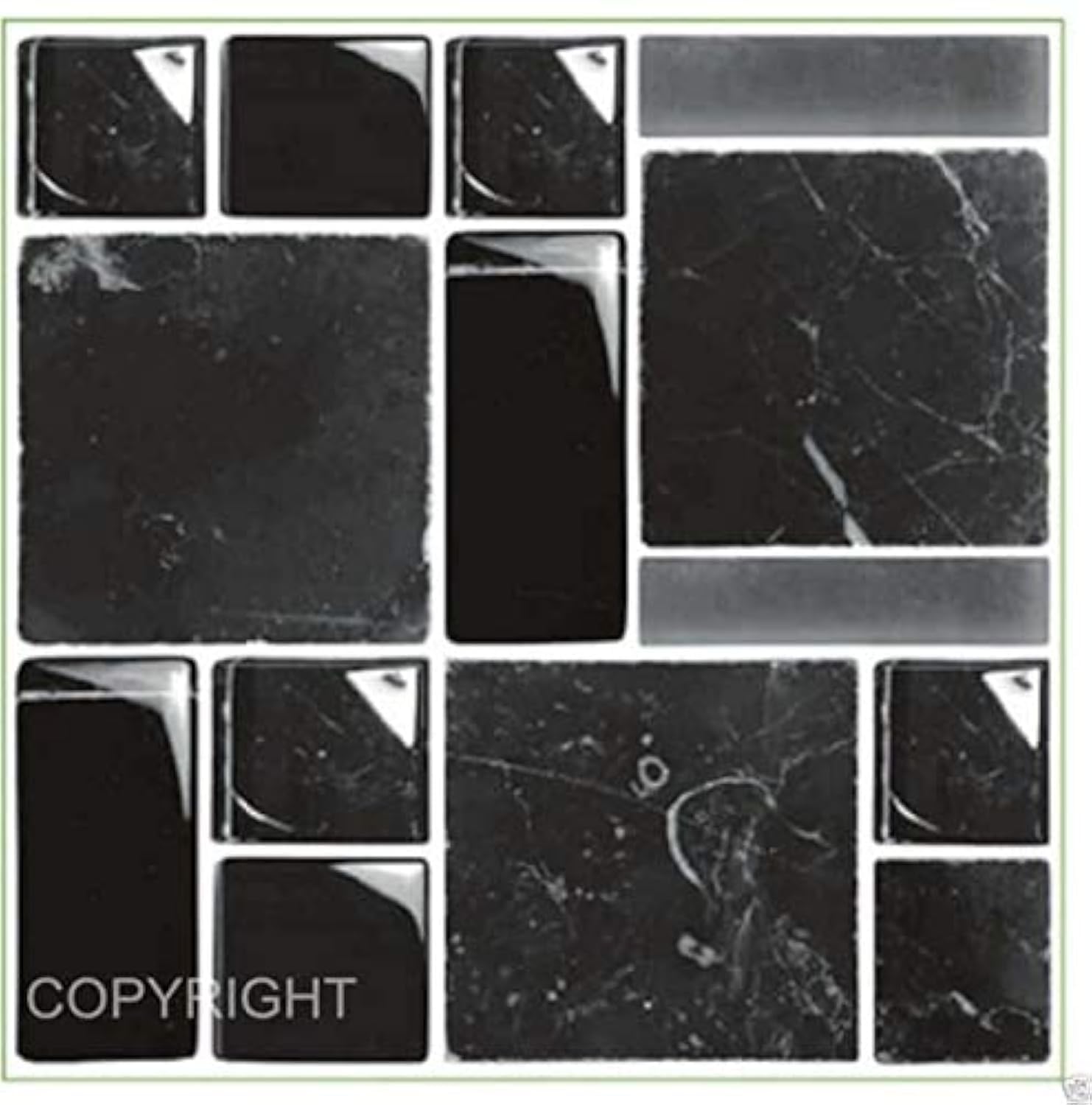 Pack of 20 Traditional Modern Art Tile transfers Stickers Peel and Stick backsplash Room Decor self Adhesive Oil Proof-Vintage Victorian Moroccan Black Cream Mosaic (Black g Multi)