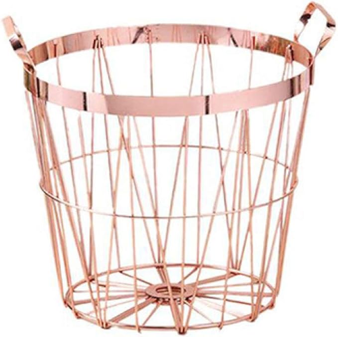 GXFCQKDSZX Wäschekorb 2St. Metall Eisen Wäschekorb Roségold Schmutzige
