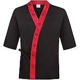 3/4 Sleeve Sushi Chef Coat Black Japanese Chef Jacket Kimono Restaurant Uniform