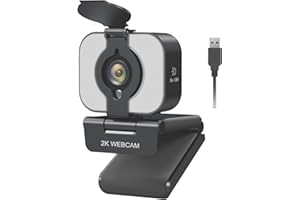 Atatat 2K Webcam for PC with Microphone & Light & Privacy Cover, Web Camera for Desktop/Laptop/Monitor/Mac, Autofocus USB Com