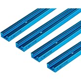 POWERTEC 71371 24 Inch Double-Cut Profile Universal T-Track with Predrilled Mounting Holes, 4 PK, T Track for Woodworking Jig