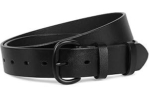 SANSTHS Women Leather Belt for Jeans Pants Dresses Black Ladies Waist Belt with Black Buckle