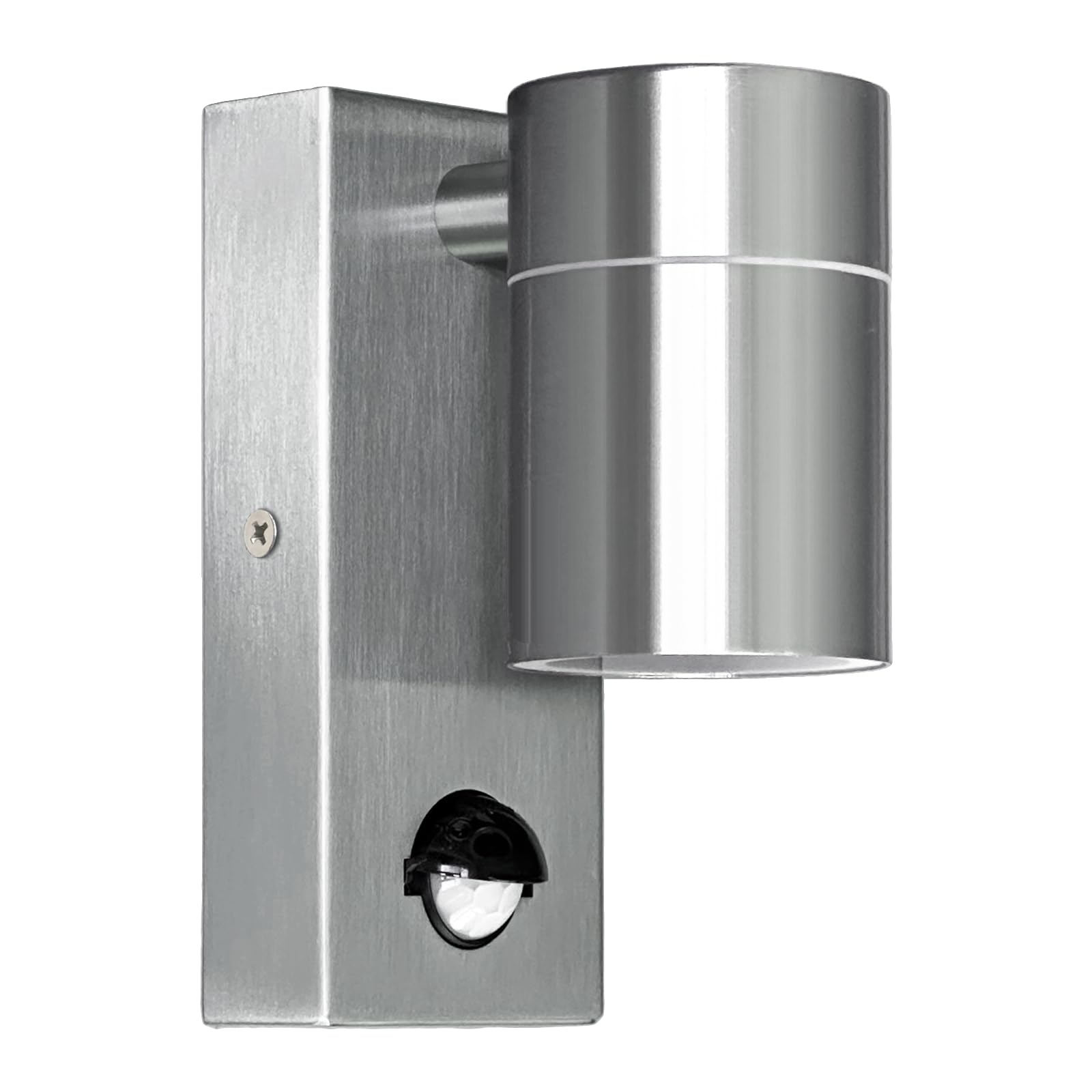 Kerry Outdoor Motion Sensor Wall Lights, Downward Outside Lighting Mains Powered, IP44 Silver Stainless Steel Downlight, Exterior PIR Detector Security Fixture for Front Door, Porch, Garden