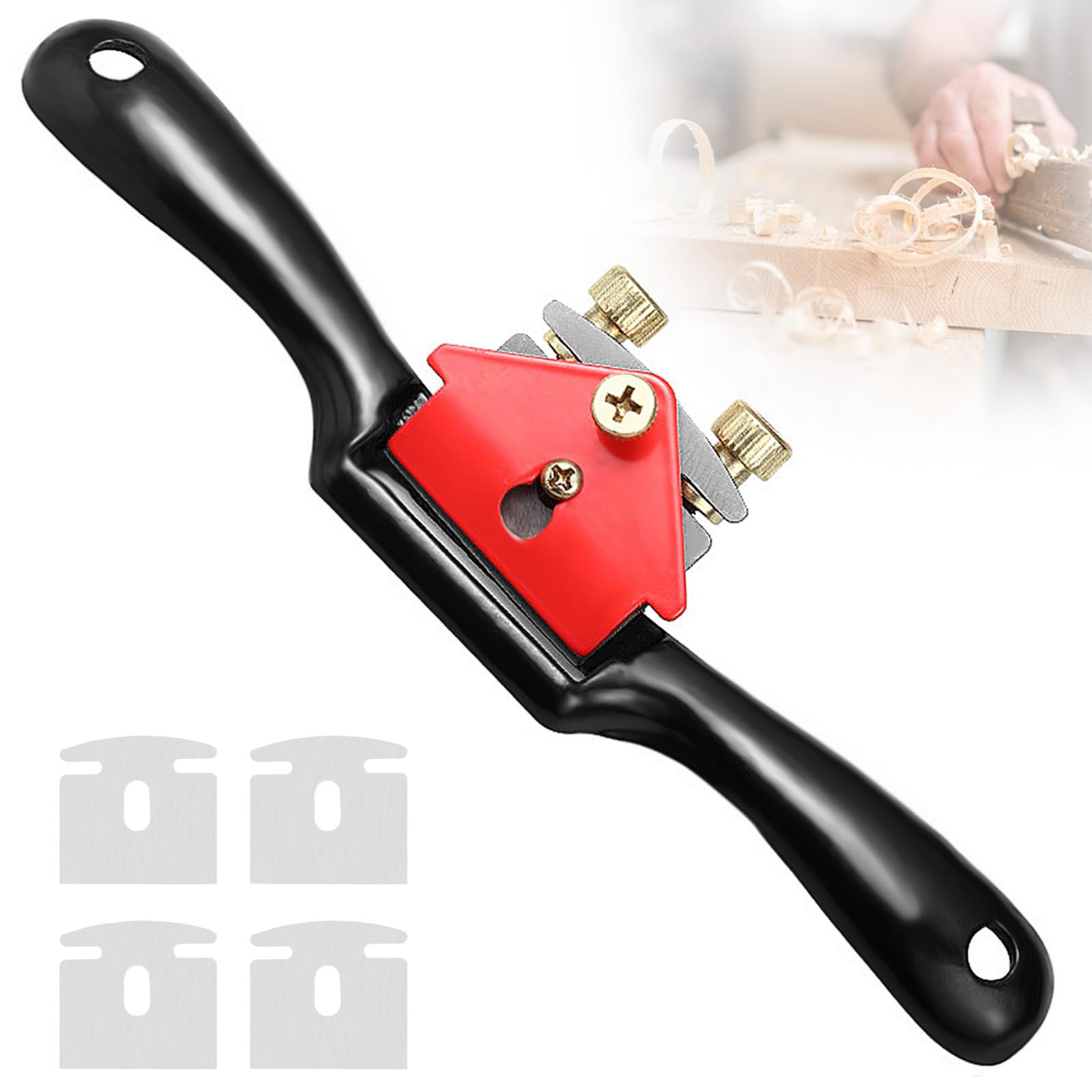 FORYNXHWIN 9” Adjustable Spokeshave, Wood Plane, Hand Planers for Wood with 4 Replacement Blades, Woodworking Tools for Woodworking and Manual DIY Enthusiasts