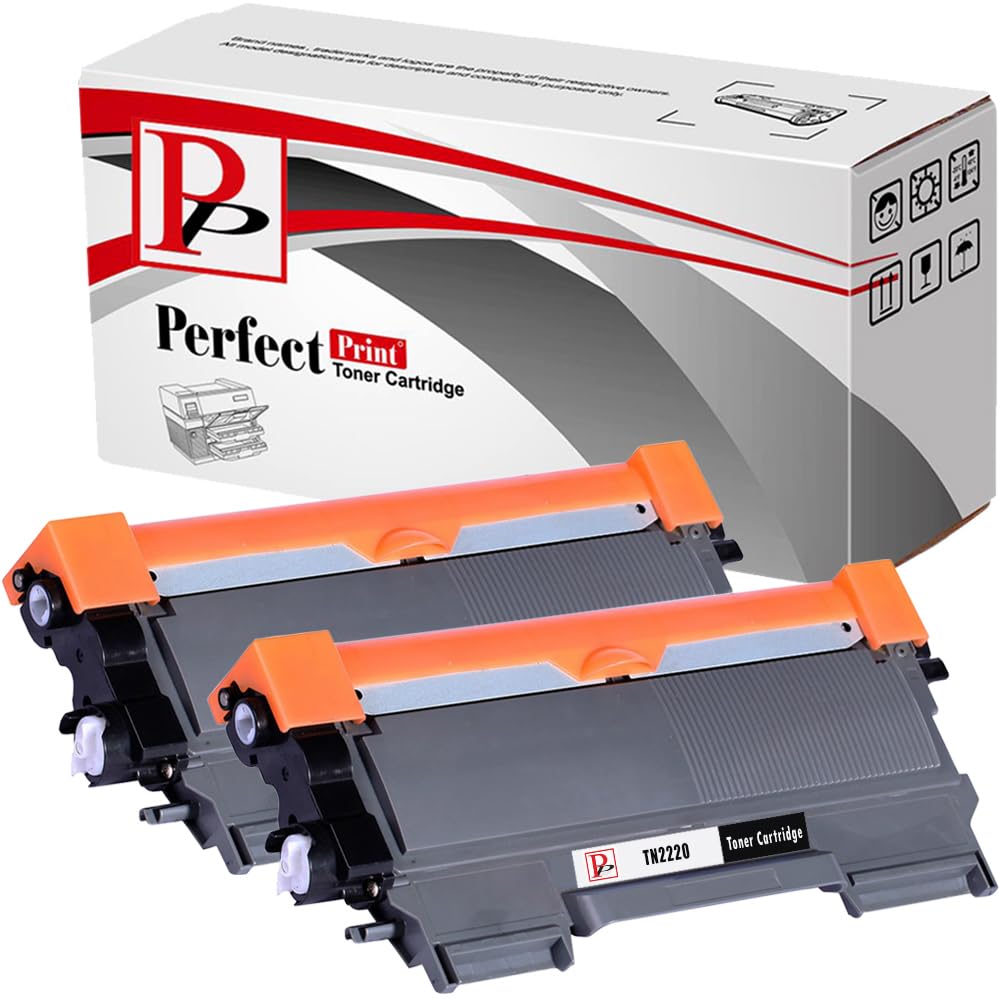 PerfectPrint Compatible Toner Cartridge Replacement for Brother DCP-7060D 7065DN 7070DW Fax-2840 2940 HL-2240 2240D 2250DN 2250DN MFC-7360N 7460DN 7460N 7860DW TN2220 / TN2210 (Black, 2-Pack)