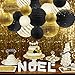NICROLANDEE Black Gold Party Decorations - 20Pcs Black Metallic Foil Paper Lantern with Gold Foil Metallic Fringe Curtains for Wedding Birthday Graduations Party Prom Anniversary Party Supplies